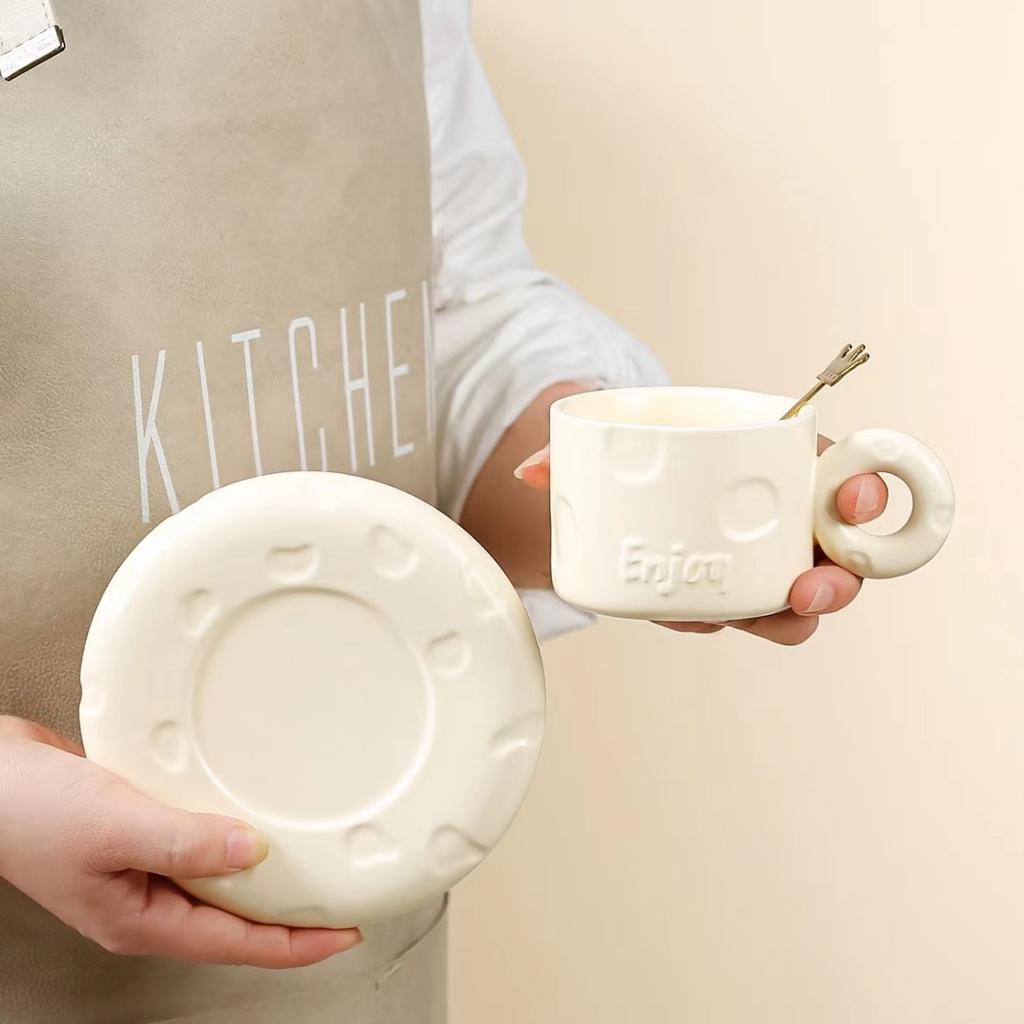 Милый пончик конфетного цвета кофейная чашка блюдце набор офисная кружка простая креативная керамическая чашка девушка сердце
