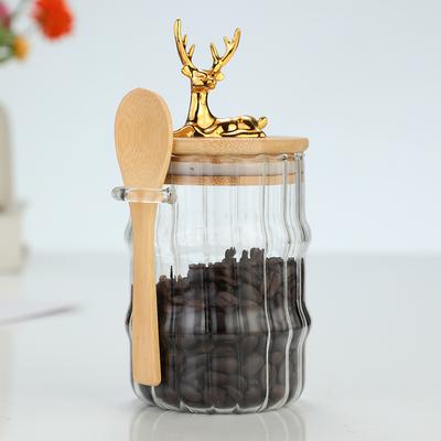 Стеклянная банка для хранения с крышками, ложками, многоцелевая, портативная, для чая, кофе, бобов, герметичные контейнеры для пищевых продуктов для дома, кухни
