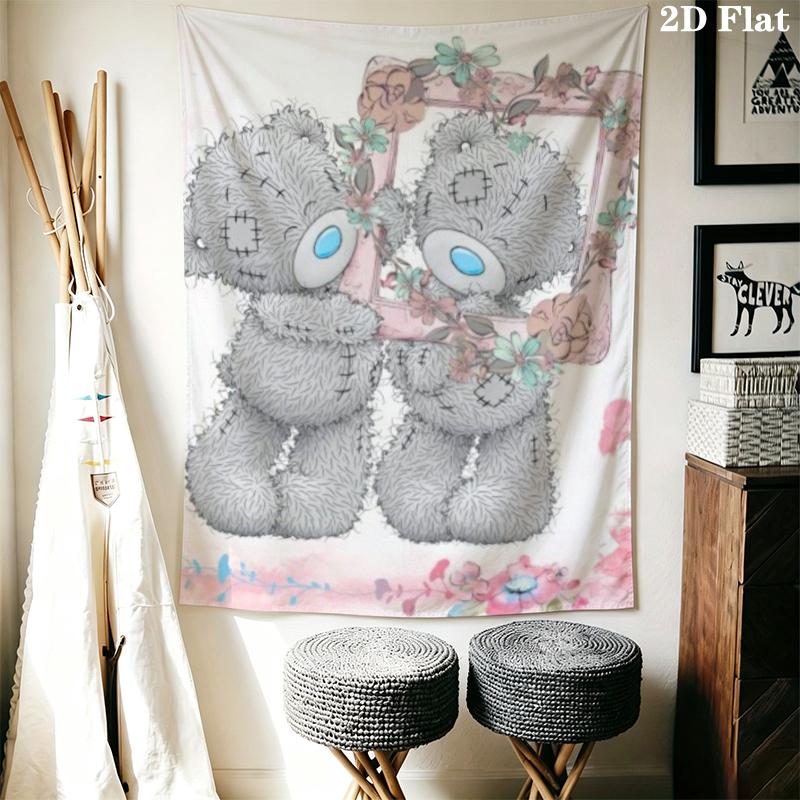 Tatty Teddy Wall Tapestry Aesthetic Wall Hanging Printed Fabric Blanket Decorative Tapestries for Bedroom Living Room Home Decor