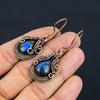 Beautiful Labradorite Gemstone Pure Copper Wire Wrapped Handmade Earrings Gift For Her
