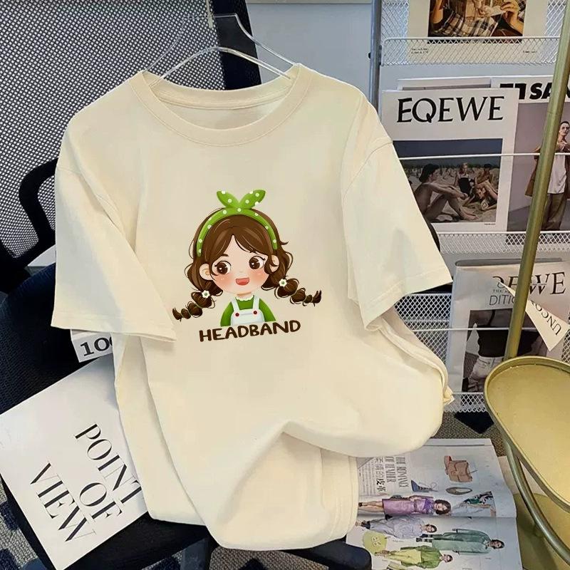 Футболка из чистого хлопка белого цвета с короткими рукавами для женщин на лето, новый большой размер, свободный дизайн, тонкий топ с короткими рукавами и принтом