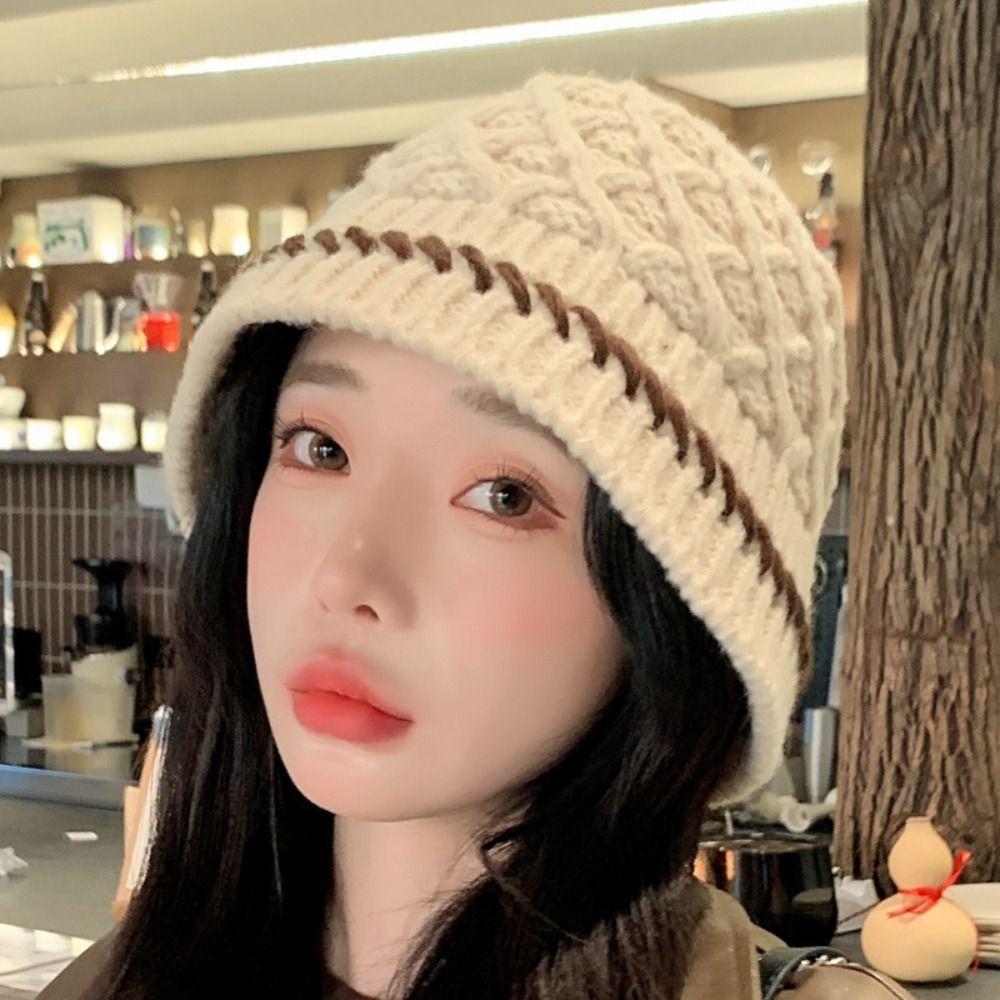 Hollow Out Crochet Pullover Hat Bohemian Style Winter Weave Cap Apparel Accessories