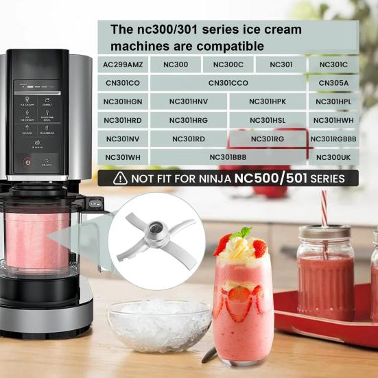 Replacement Paddle Blade for Ninja Creami NC300 Series Ice Cream Makers Stainless Steel Blade BPA-free Ice Cream Paddle Attachment