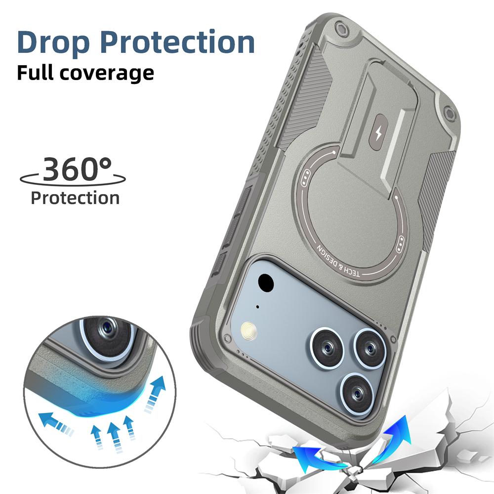 Armour Invisible Bracket For Magsafe Case For iPhone 17 16 15 13 14 12 Pro Max Plus Magnetic Wireless Charge Stand Holder Cover