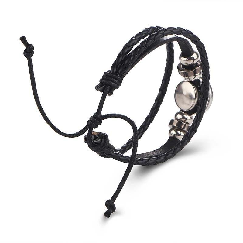 12 Браслет Созвездие Snap Мужской Очаровательный Кожаный Браслет Мужские Плетеные Браслеты Гороскоп