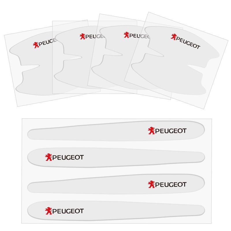 8Pcs Car Door Handle Accessories Rubber Sticker Decal Decals For Peugeot 407 508 2008 5008 307 107 106 205 308 3008 206 207 208