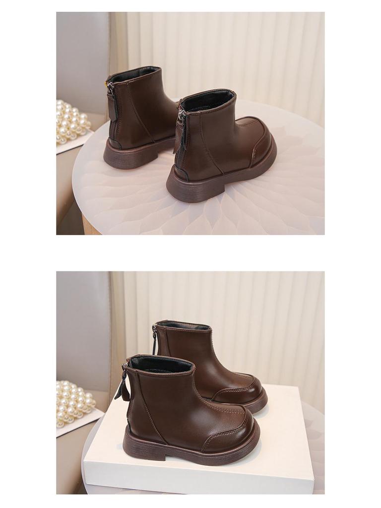 Девичьи осенне-зимние ботильоны Мартин в корейском стиле на флисовой подкладке 2025