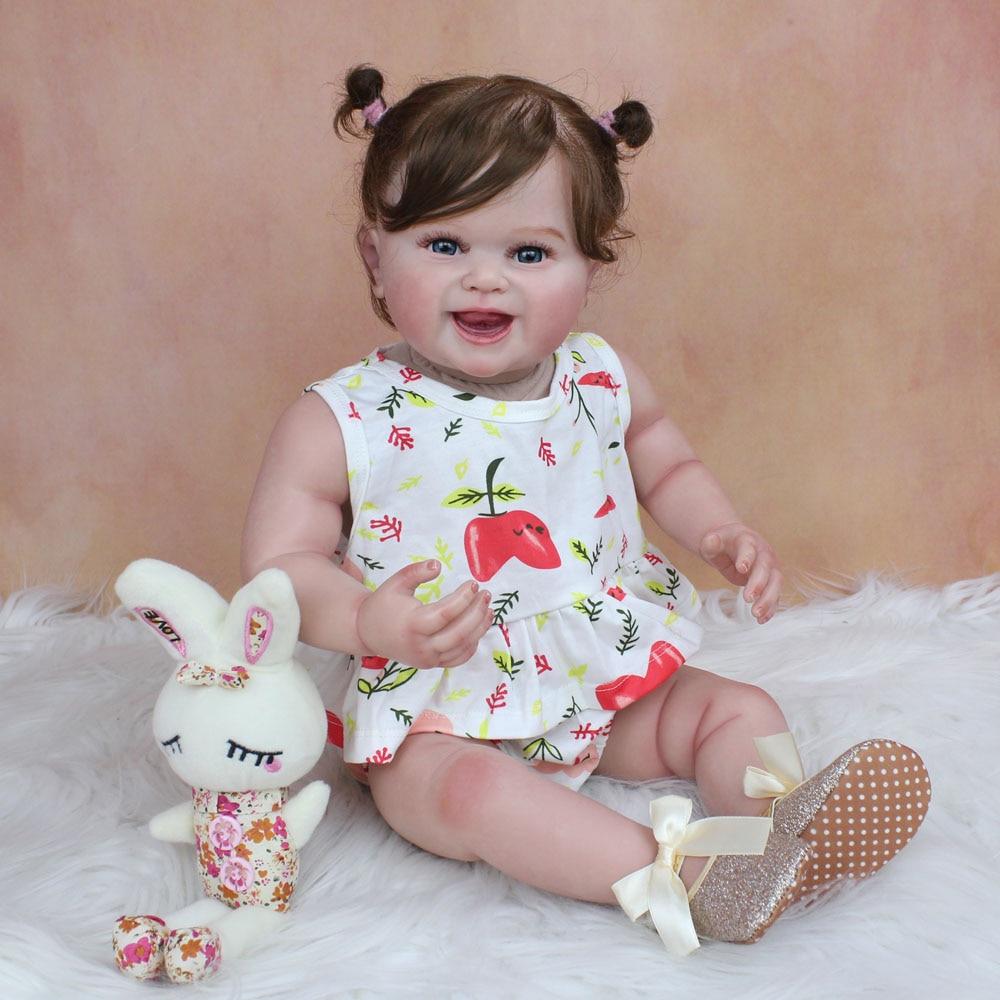 3D краска для кожи, силиконовая игрушка Reborn для девочек, как настоящая, 55 см, улыбающаяся принцесса Bebe, художественная кукла с коллекцией вен, нарядное платье