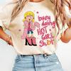 Женская футболка с коротким рукавом и персонажем мультфильма Liz McGuire Is Busy Doing Hot Shots Ретро Графический Принт Весна Лето