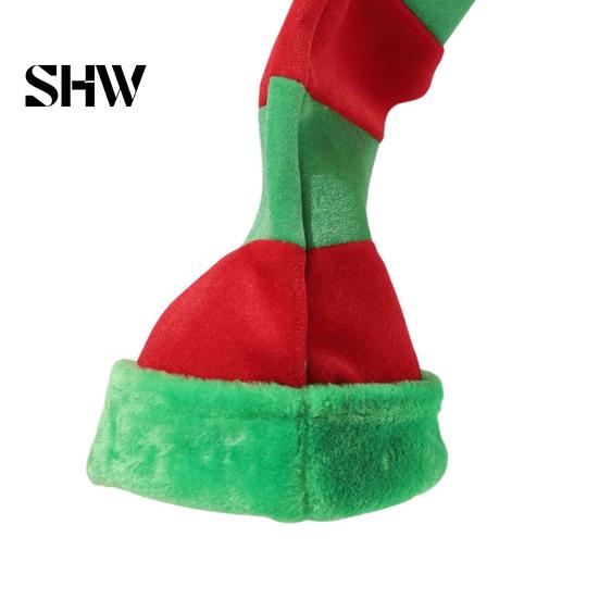 Christmas Window Display Props Elf Pointed Hat, Striped Hat with Pompom or Festive Red And Green Bells, Cosplay for Adults, Holiday Party Costume