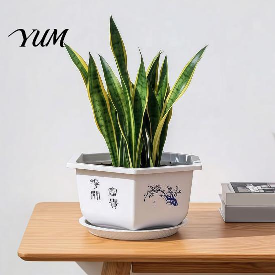 Heavy Duty Bonsai Pots for Fruit Trees Hexagonal Flower Pot with Drainage Holes & Saucer Indoor Outdoor Plants, Durable Weather Resistant Versatile