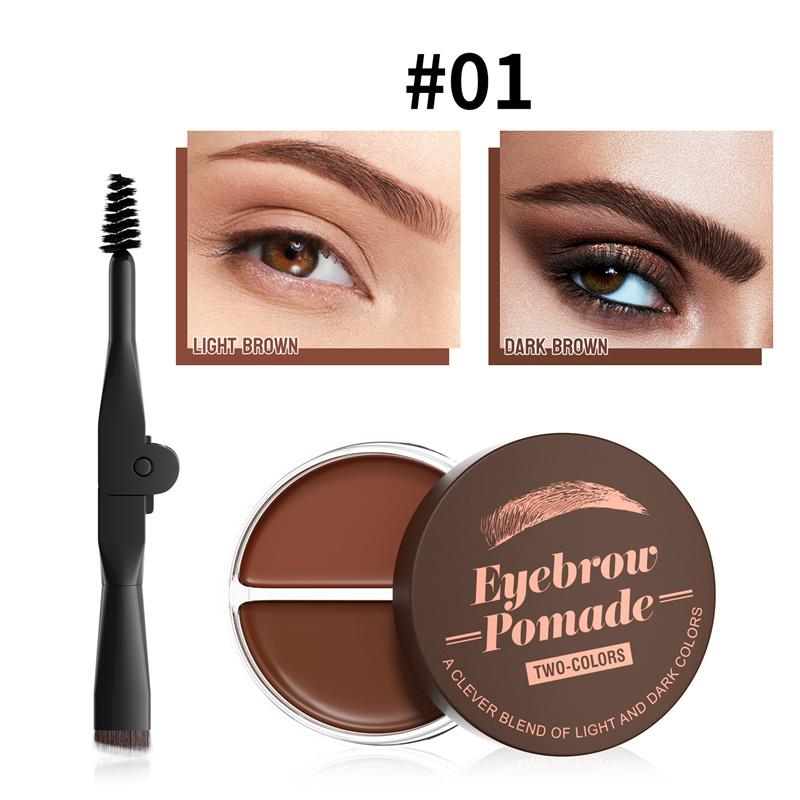 Two-tone Waterproof Natural Mud Brow Paste Eyebrow Gel Bushy Wild Brows for Perfect Eyebrow Shape with Eyebrow Brush Inside