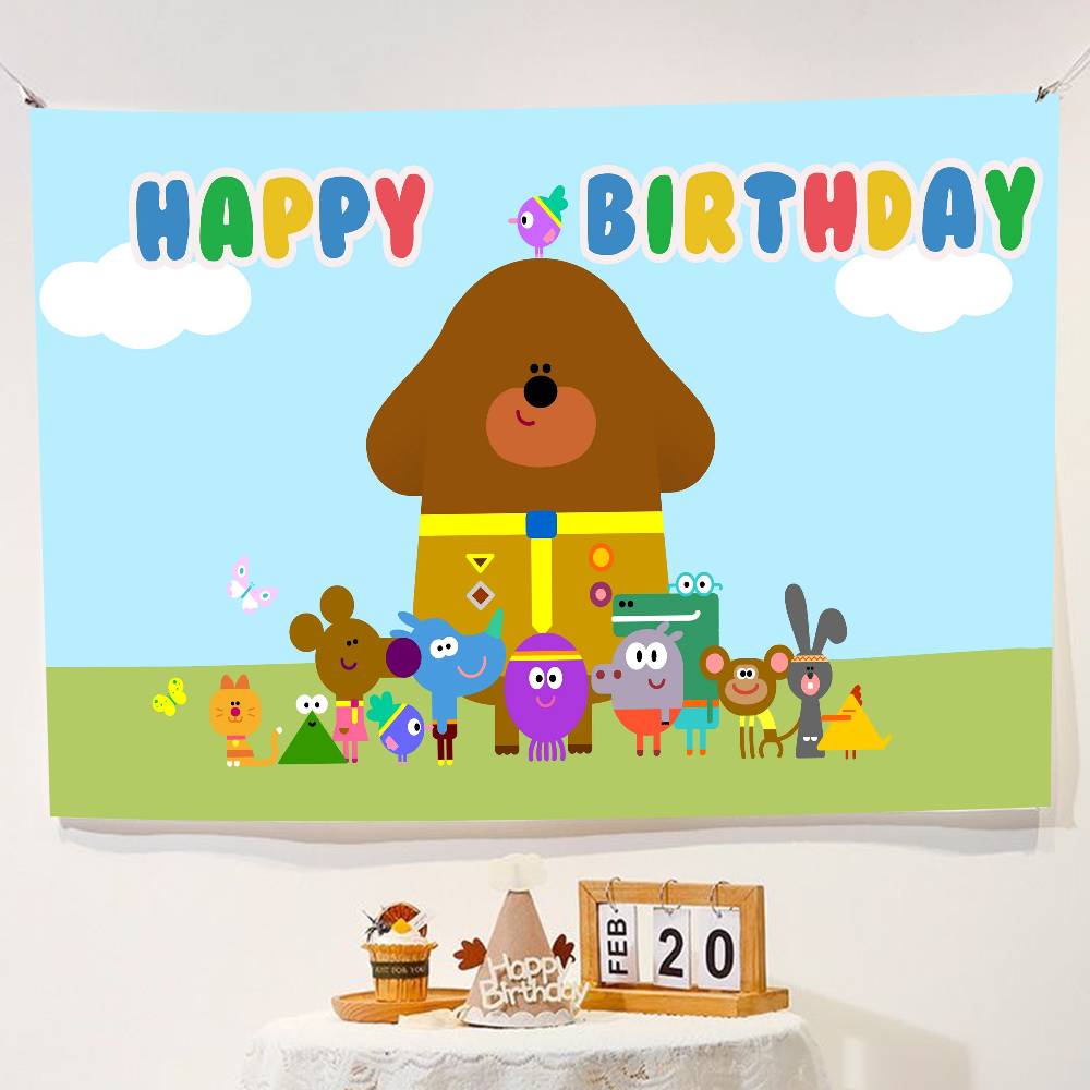 Hey Duggee Happy Birthday kids Photography Backdrop Background for Baby Children Photocall Photo Studio