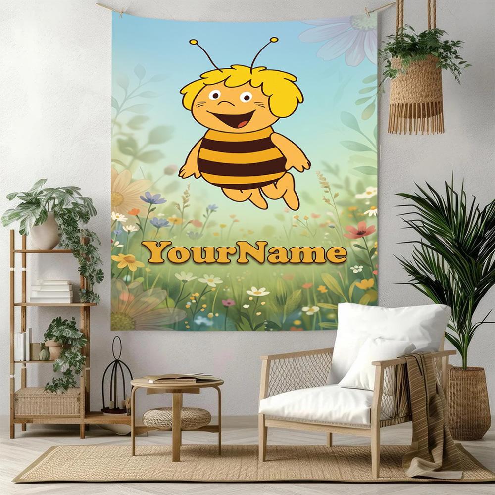 Biene Maja Custom Your Name Wall Decor Tapestry Art For Pet Memorial Birthdaywedding Party Backdrop Family Gift