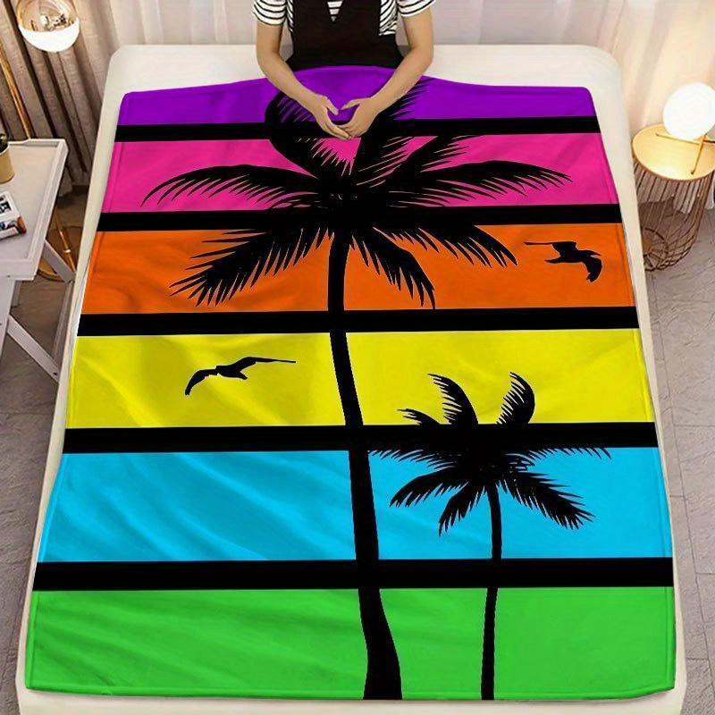 Neon tropical color pattern Flannel printed blanket suitable for all seasons suitable for living room office sofa and travel