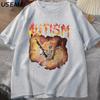 Autistic Funny Skeleton T-Shirt Men Women Autism Meme Graphic T Shirts Harajuku Fashion Cotton Vintage T Shirt Unisex Streetwear