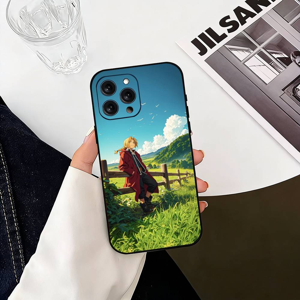 Edward Elric Fullmetal Alchemist Anime  Phone Case For iPhone 17, 16,15,14,13,12,11 Plus,Pro Max, Others Soft Black Cover