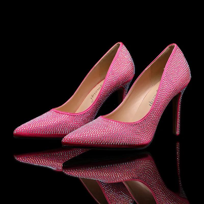 Новые высококачественные женские туфли, модный стиль, туфли на высоком каблуке Water Diamond, женские туфли на тонком каблуке с острым носком, туфли на высоком каблуке с неглубоким носком