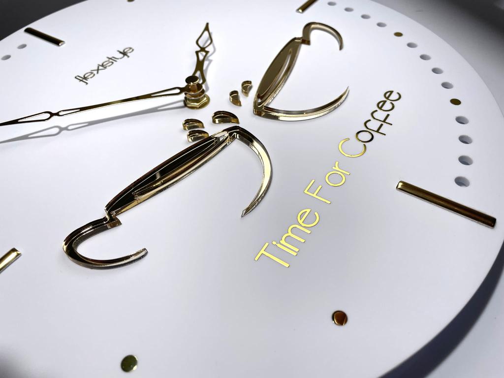 Golden Cups kitchen clock round white 3d