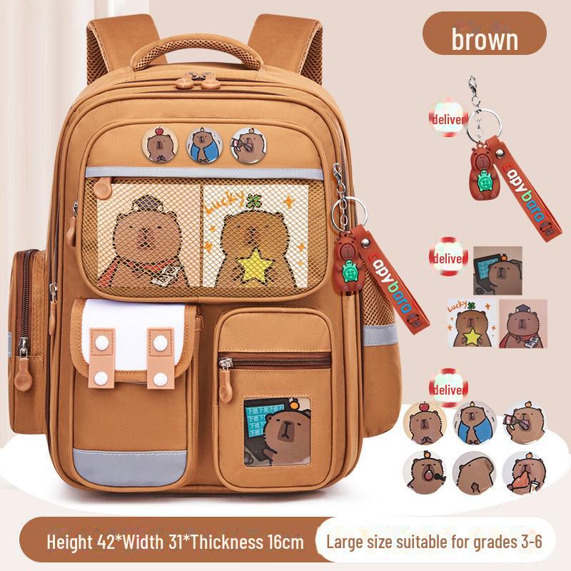 Легкий рюкзак большой вместимости Capibara для девочек начальной школы, 1-6 класс, с защитой позвоночника