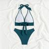 Купальник бикини женский халтер шнуровка купальники новый сплошной комплект бикини сексуальные стринги летний пляжный купальный костюм для женщин из двух частей
