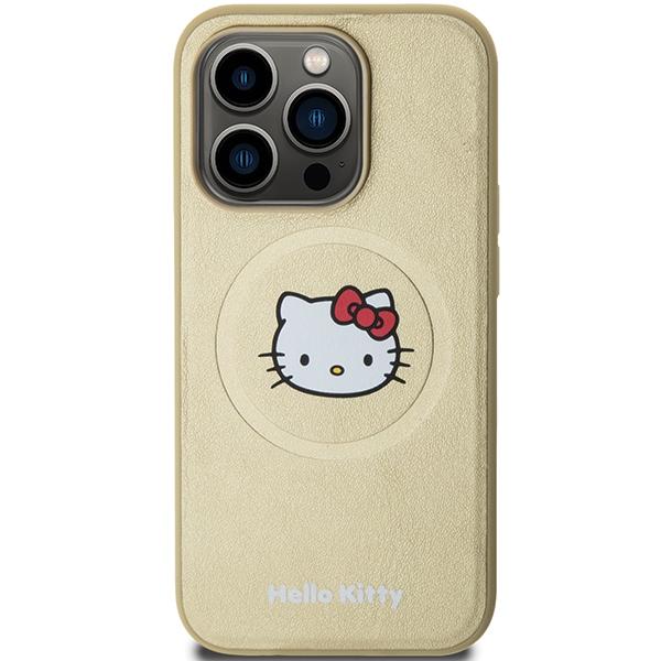 Etui do iPhone 13 Pro Max Hello Kitty MagSafe Skórzane Złote