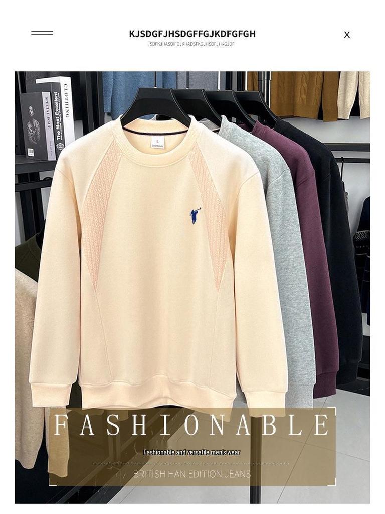 Мужская осенняя толстовка 2025 года из длинноволокнистого хлопка с опущенными плечами - Модный свободный крой, длинный рукав