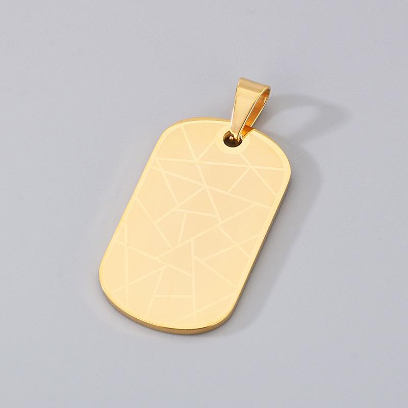 Punk Stainless Steel Square Pendant Necklace for Men Simple Stone Pattern Dog Tag Accessories Personalized Trendy Jewelry