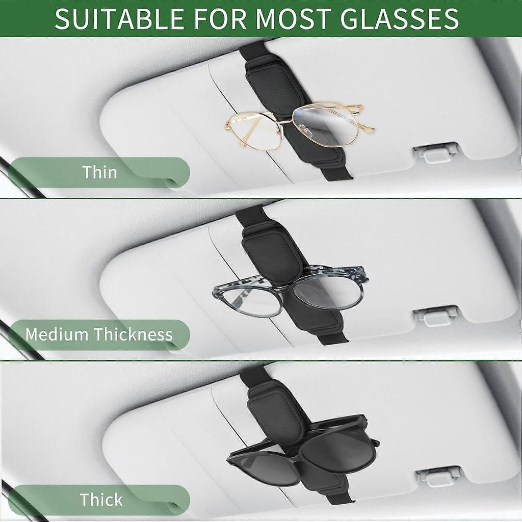 Magnetic Leather Sunglass Holder,Car Glasses Clip for two glasses, Eyeglass Hanger Clip for Car Sun Visor, Suitable for Different Size Eyeglasses   -Y