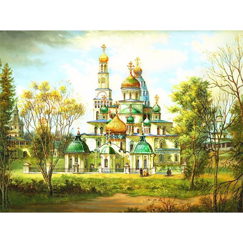 Новый 5D DIY Алмазная картина «Замок», «Снежная сцена», Алмазная вышивка, пейзаж, вышивка крестом, полная круглая дрель, домашний декор, подарок