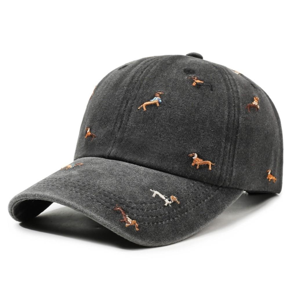 Casual Embroidery Puppy Baseball Cap Uv Protection Versatile Sun Hat Breathable Peaked Cap For Men Women
