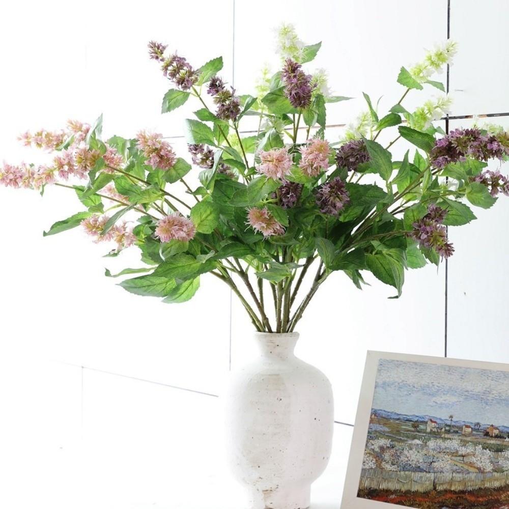 Tall Stem Artificial Pogostemon Stem 3 Head Pogostemon Cablin Fake Patchouli Branch Holiday Party