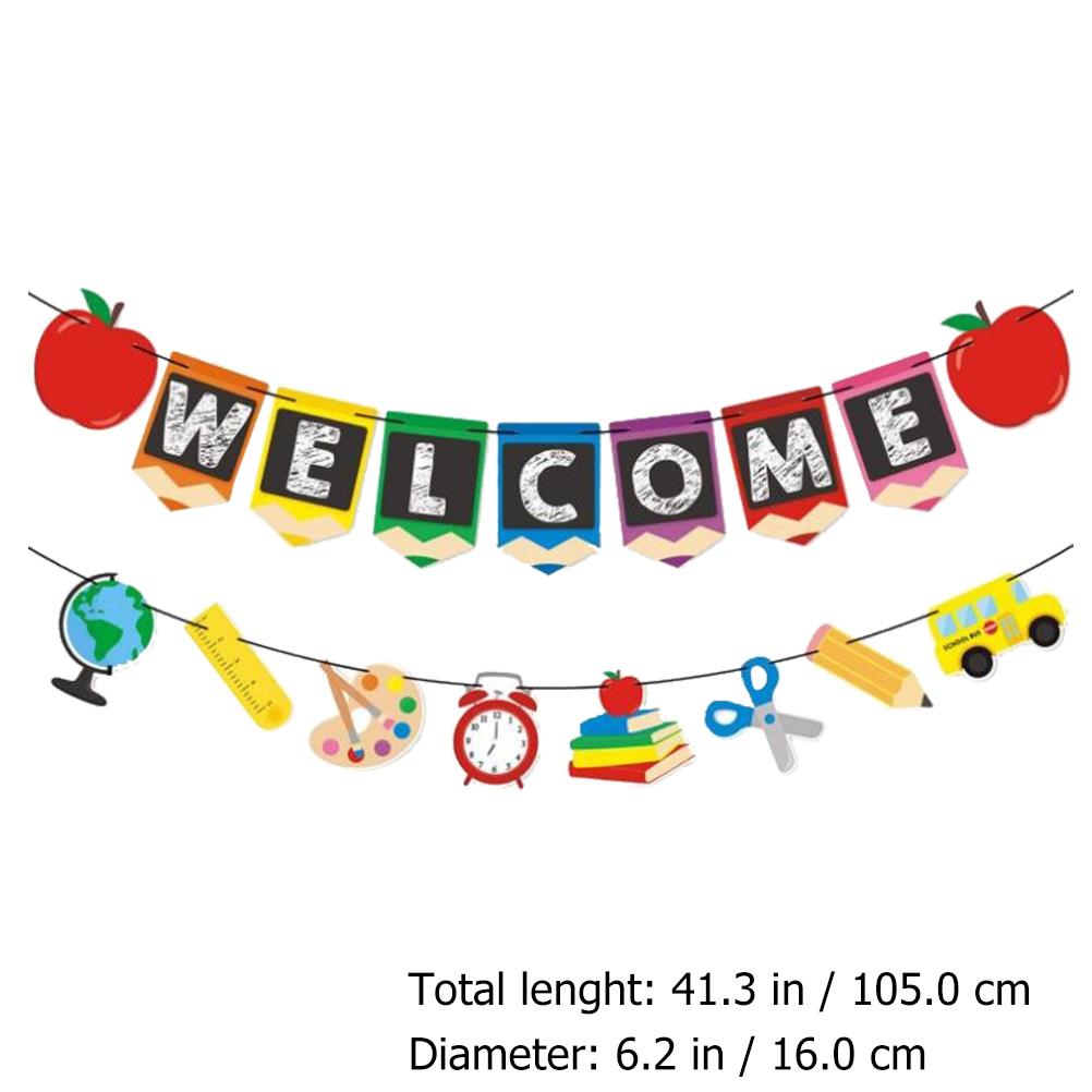 2 шт. мешковины обратно в школу сезон подвесной флаг детские шторы украшения бумажные приветственные флаги баннер