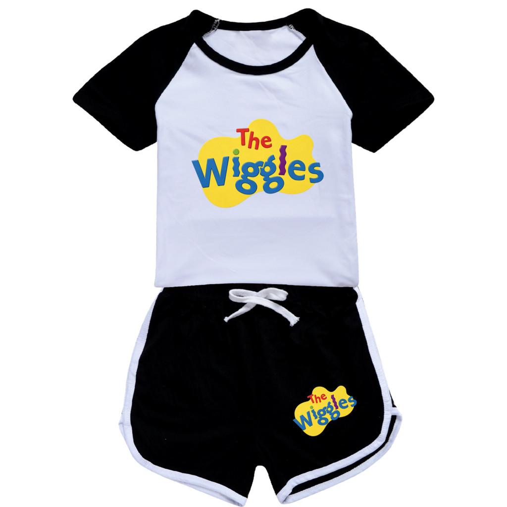 5671 Kids Boys Girls The Wiggles Print Outdoor T-shirt Shorts Tracksuit 2pcs/Sets