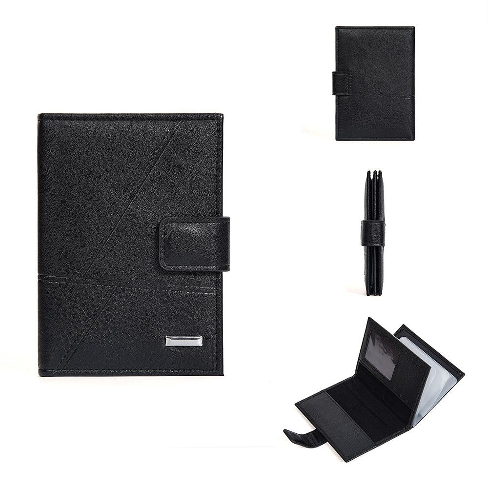 Men's Medium-Length Pu Leather Wallet with Multiple Card Slots Multi-Function Billfold Credit Card and Passport Holder