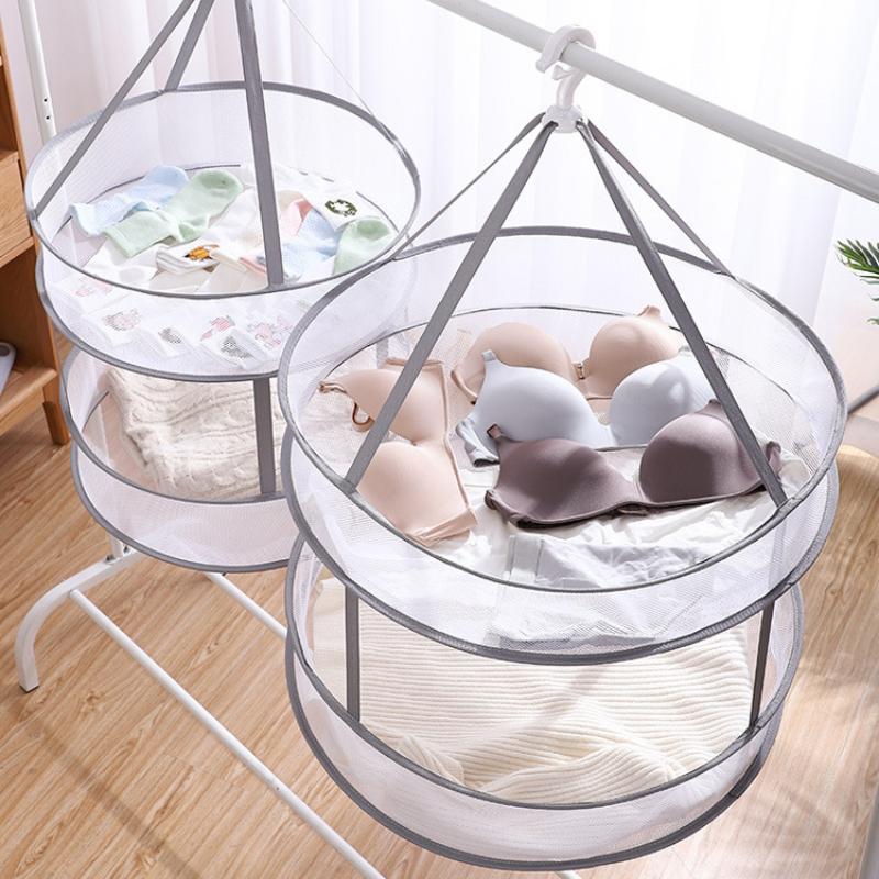 Современная простая двухслойная складная сетка для одежды, домашняя одежда для хранения артефактов, полиэстеровая сетка, ветрозащитная корзина для одежды