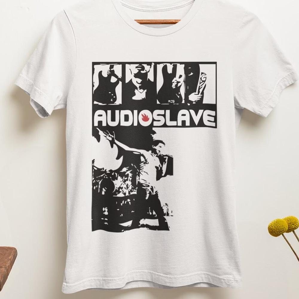 VTG Audioslave rock band white T-shirt Short sleeve All sizes JJ3096 Unisex T-Shirt