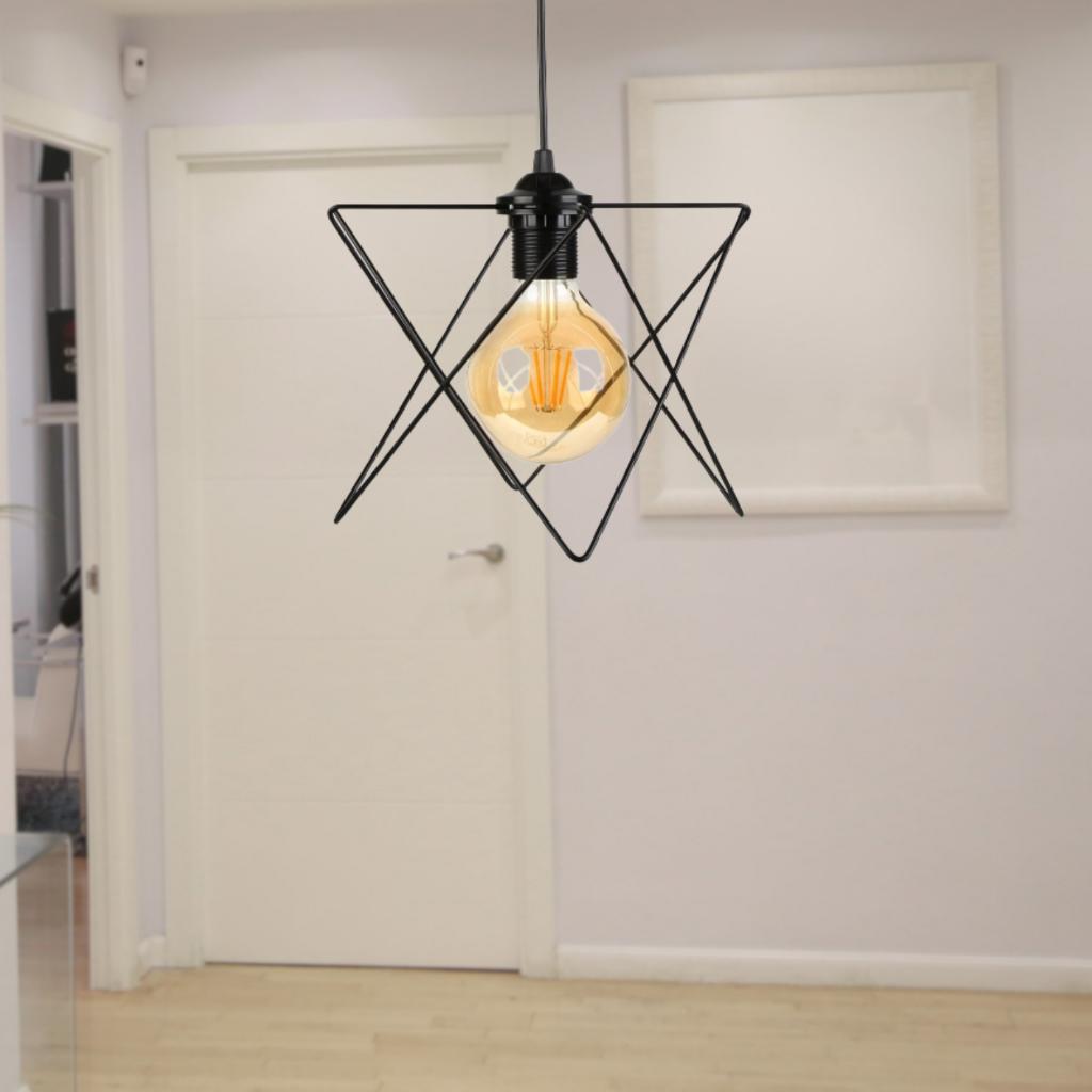 Kare Yıldız Otantik Mini Siyah Avize Hol Antre Giriş Sarkıt