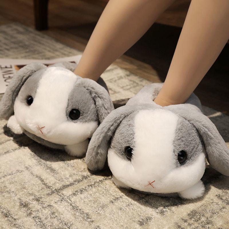 Super Cute Hamster Slippers Women Slip-On Fluffy Winter Shoes Desginer Animal Wrapped Back Fur Slides Home Woman Fuzzy Slipper