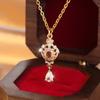 Exquisite Personality White Crystal Zircon Water Drop Pendant Necklace Classic Retro Gold Color Clavicle Chain