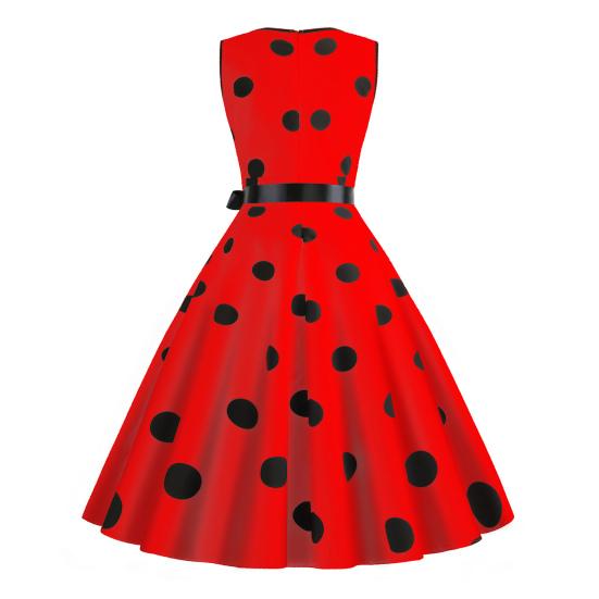 Женское вечернее платье, винтажное контрастное цветное платье в горошек с бантом на талии, трапециевидной формы с большими качелями, тонкое платье без рукавов с открытой спиной и V-образным вырезом, платье миди в стиле принцессы