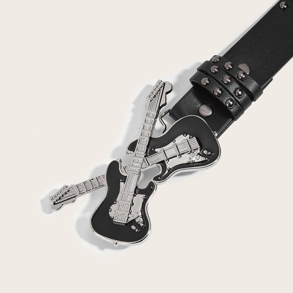 Гитара металлическая пряжка-кнопка музыкальный фестиваль ремень американский винтажный заклепочный широкий ремень украшение на пояс