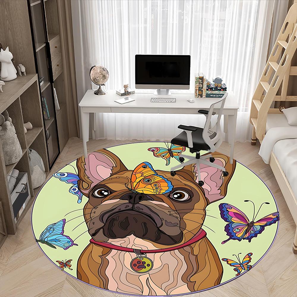1pc French Bulldog Chair Carpet for Office, Soft Comfortable Mat For Office, Living Room, Bedroom, Machine Washable Carpet yy251112028