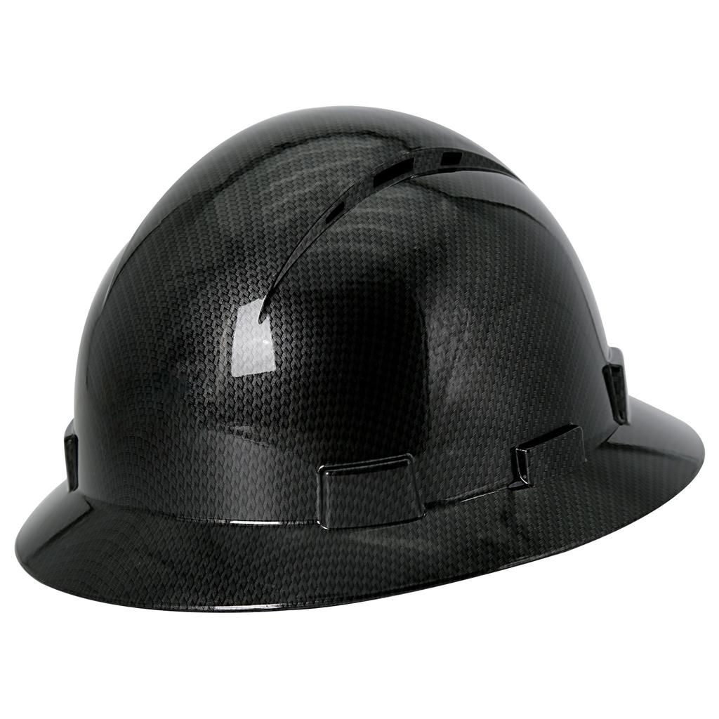 Wide Full Brim Safety Helmet Carbon Fiber Pattern Construction Work Cap Lightweight High Strength Railway Protective Hard Hat