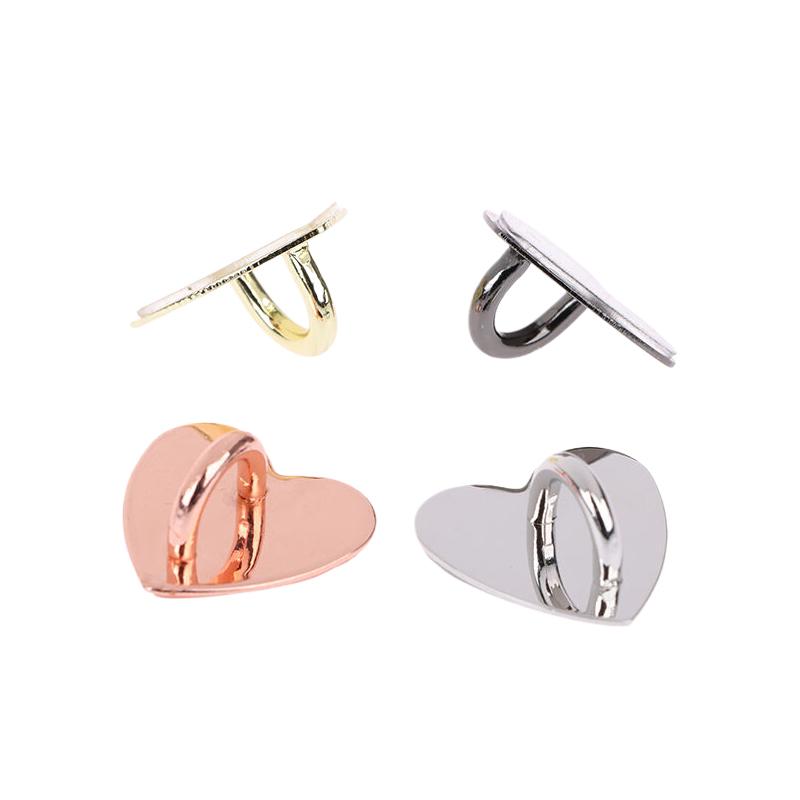 5Pcs Metal Heart Shaped Phone Charm Holder Love Heart Phone Finger Ring / Self Adhesive Mobile Phone Back Stand Hooks