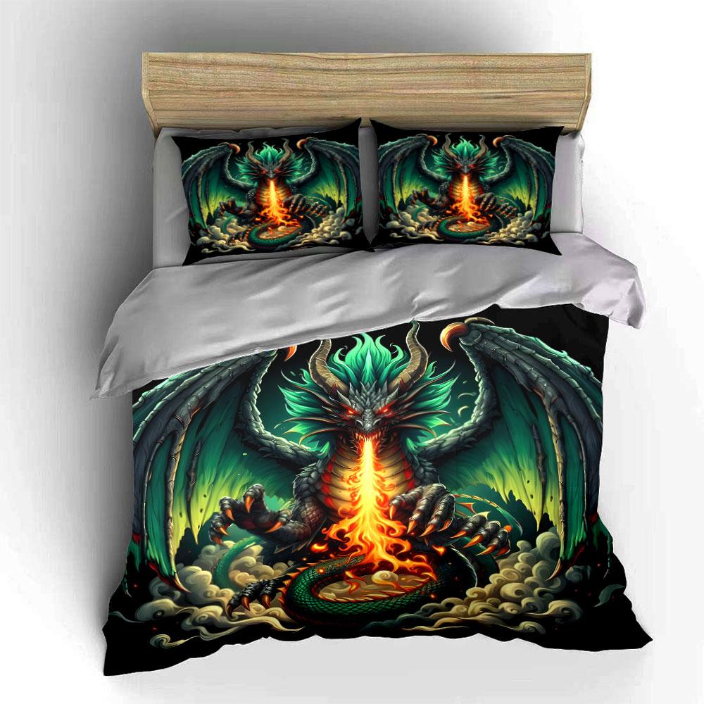 "Dragon Art Decor Set" Bedding Set with 1 Duvet Cover 2 Pillowcases Single Double King Queen, Gift