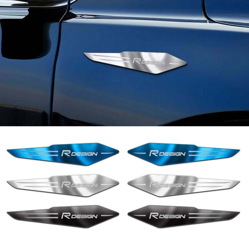 For Volvo Rdesign T6 AWD C30 C70 S40 S60 S70 S80 XC60 XC90 2Pcs Car Styling Decal 3D Reflective Metal Body Fender Badge Stickers