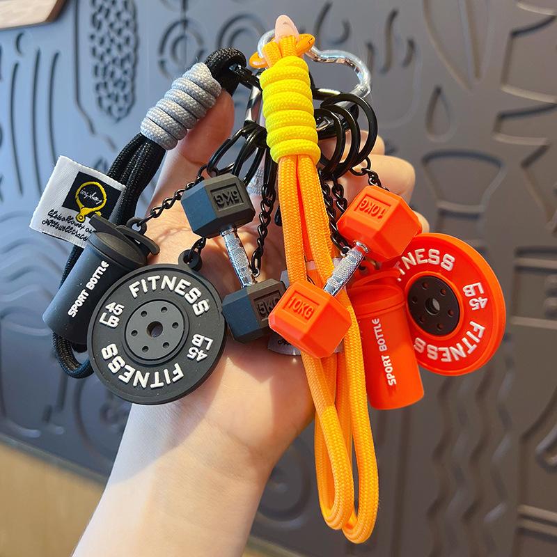 Креативный мини-брелок для ключей DIY для фитнеса: Съемный кулон-гантель для рюкзаков и пар