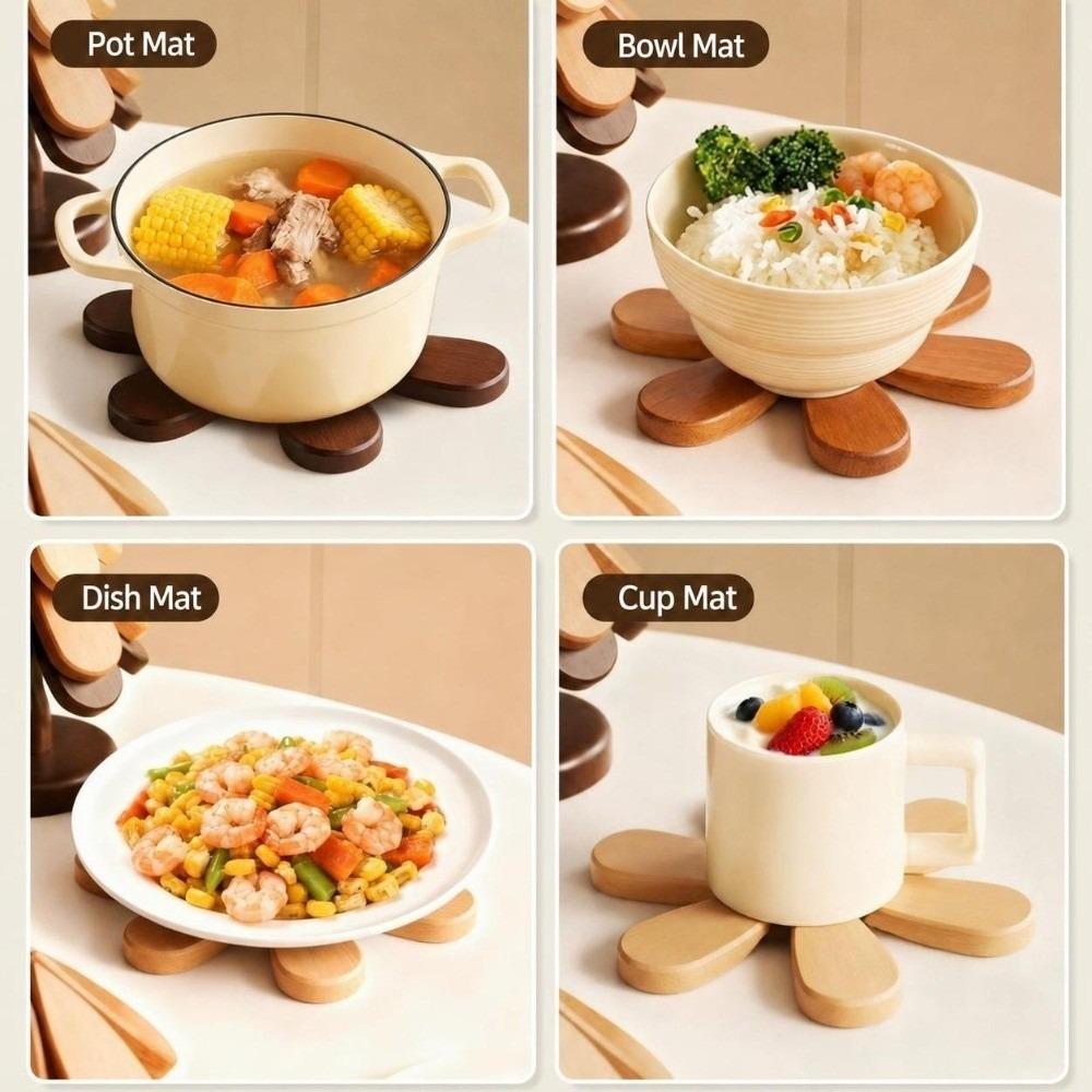 Wooden Heat-resistant Trivet Tree-shaped Table Pot Mat Multi-functional Coaster Set  Home Decor