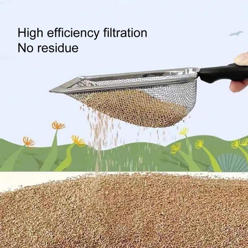 Лопата для кошачьего туалета из нержавеющей стали, лопата для песка для рептилий, очистка фекалий, мелкоячеистое сито для постельных принадлежностей, лопата для кошачьего туалета, чистящие средства для кошек